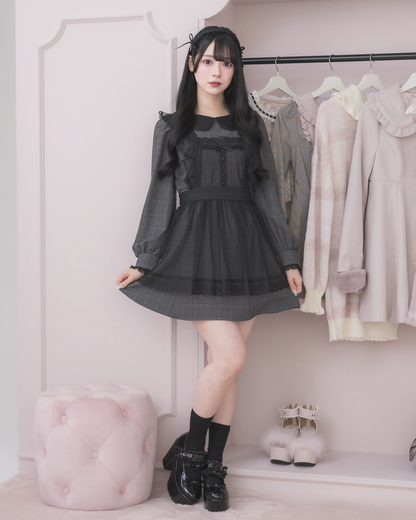 モデル身長：155cm/着用カラー:ブラックチェック
