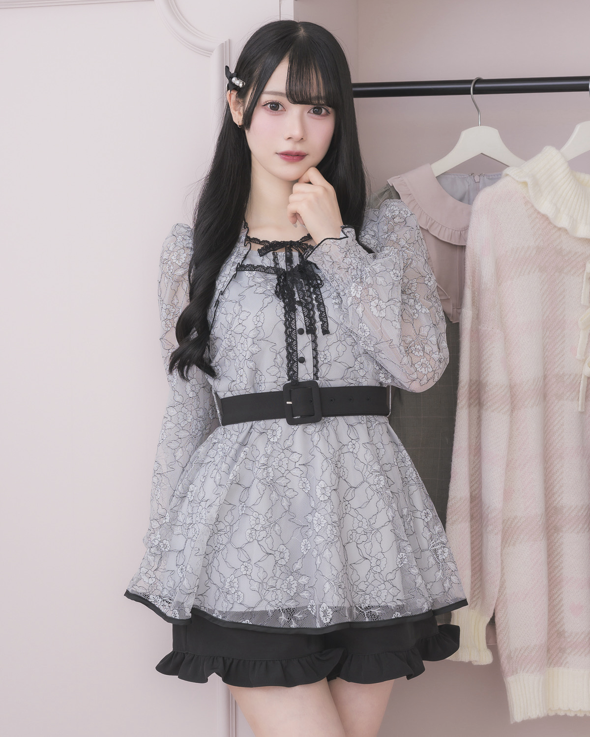 モデル身長：155cm/着用カラー:ブルー
