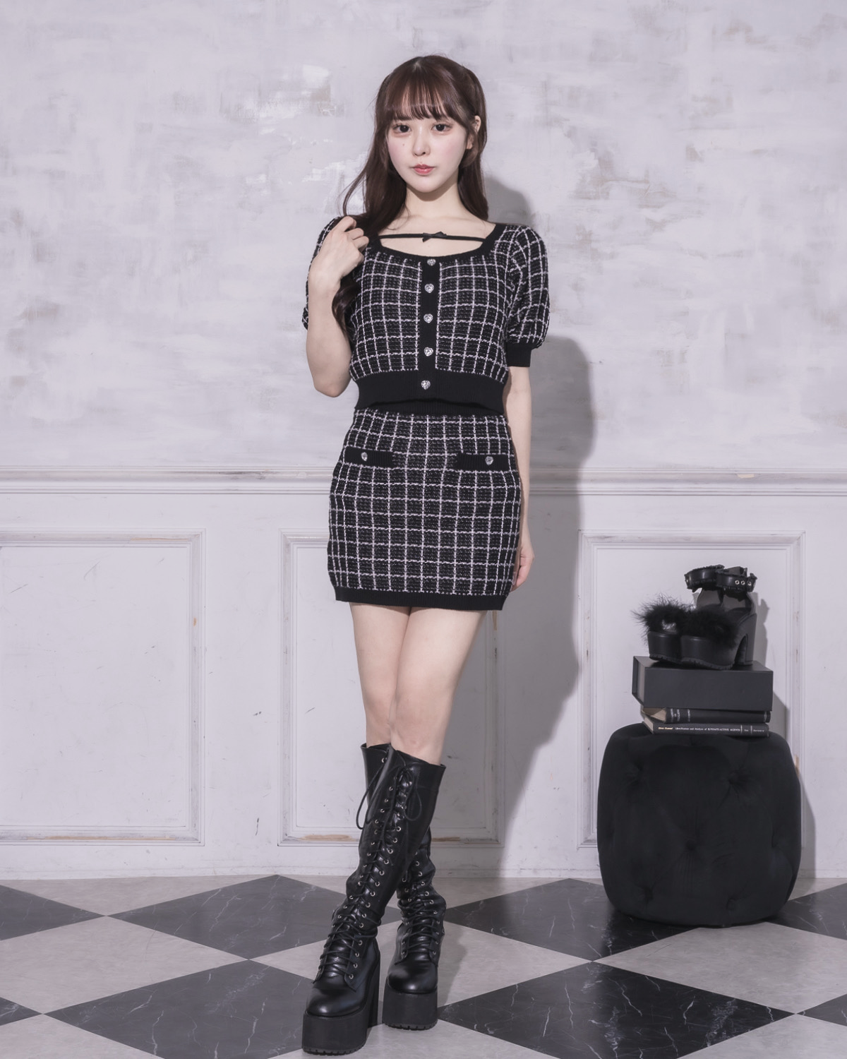 モデル身長:157cm/着用カラー:ブラック