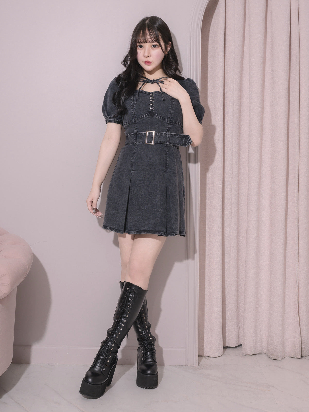 モデル身長:157cm/着用カラー:ブラックデニム