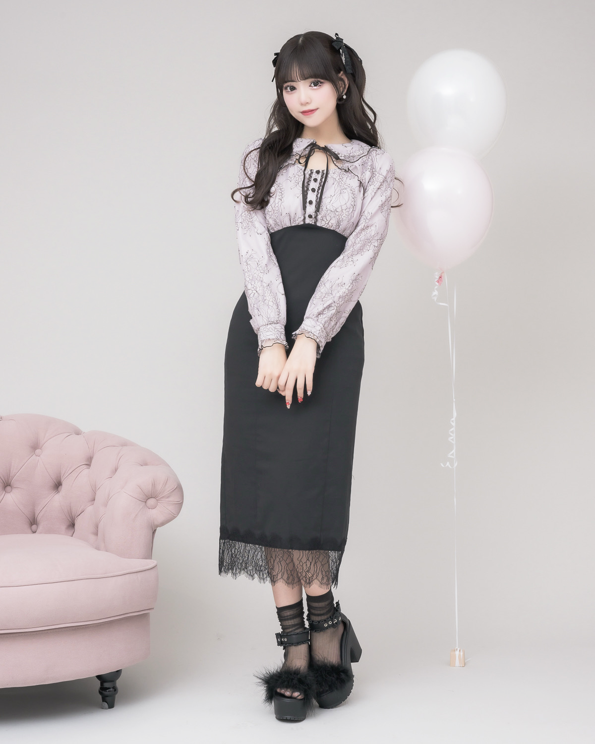 モデル身長:163cm/着用カラー:ピンク