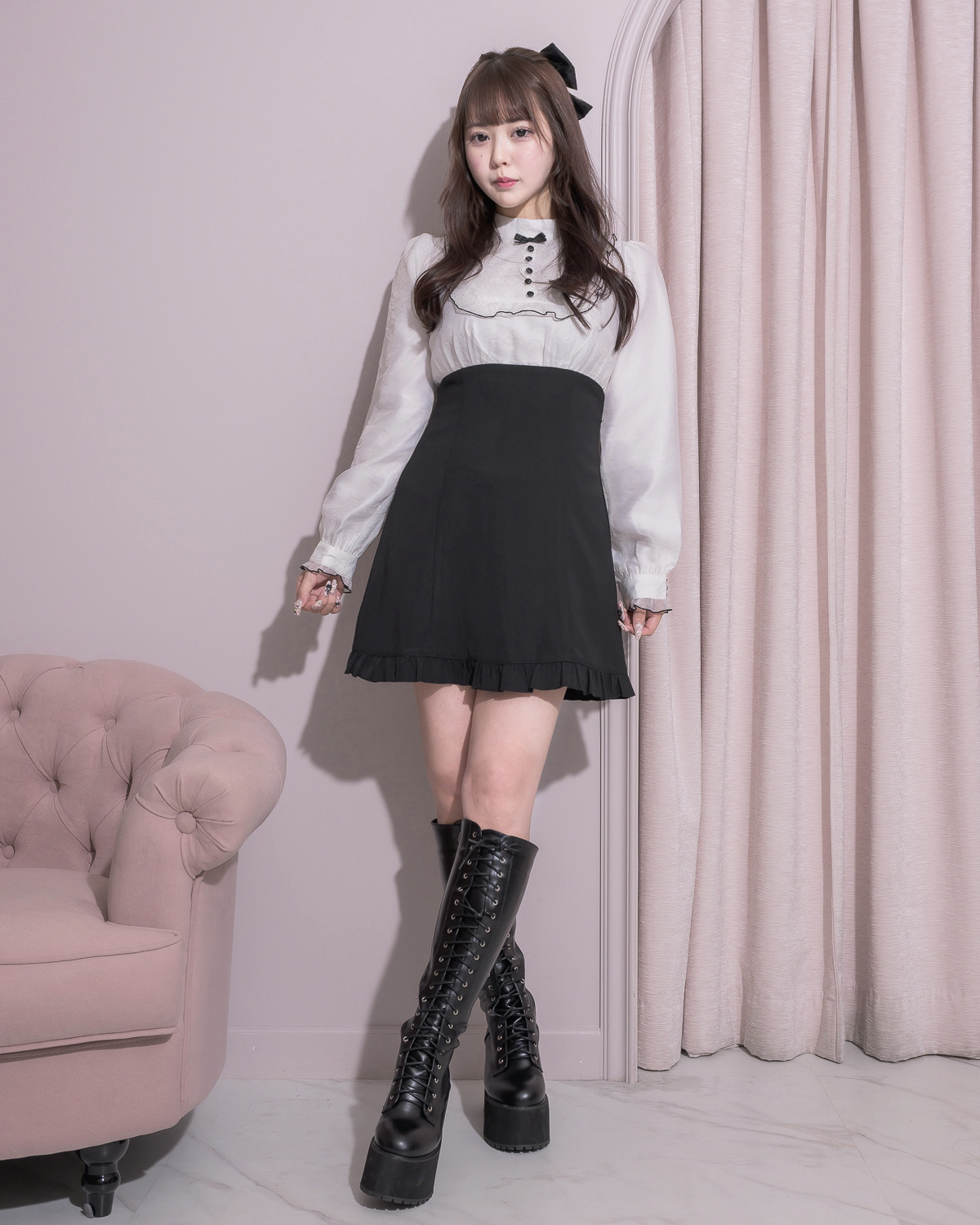 モデル身長:157cm/着用カラー:ホワイト