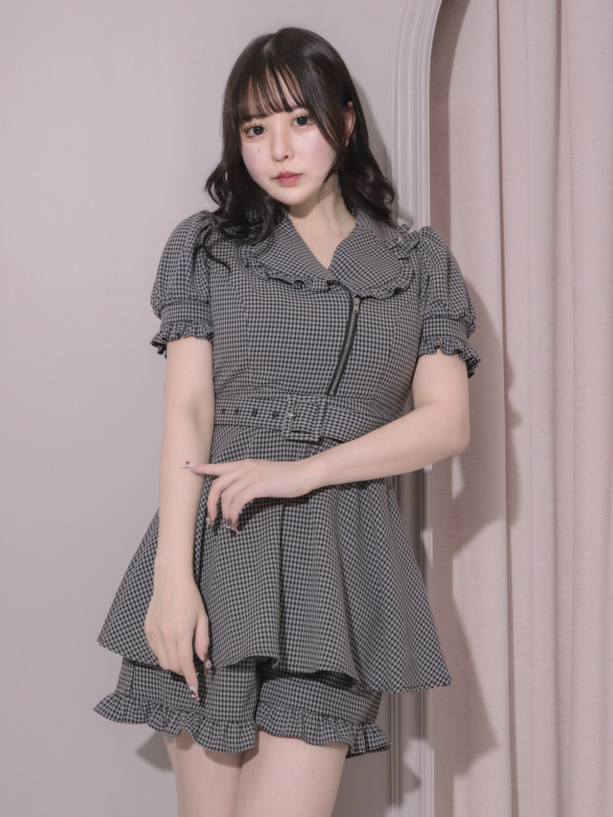 モデル身長:157cm/着用カラー:ギンガム