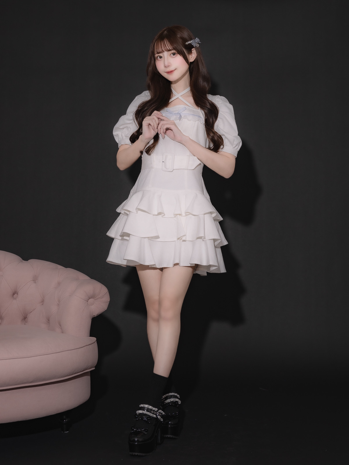 natsu* pium ティアードフリルミニワンピース ティアードフリルミニワンピース – pium