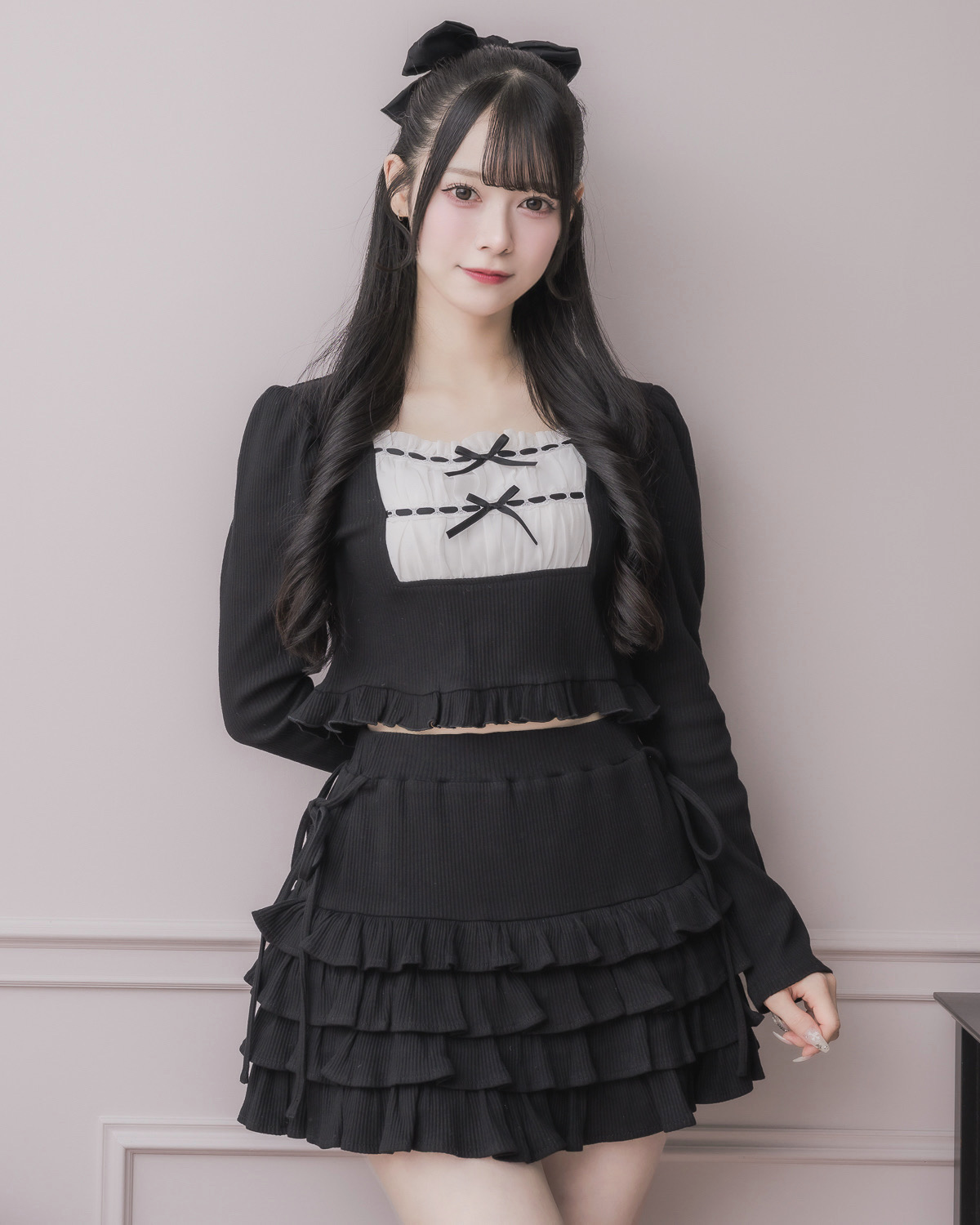 モデル身長：155cm/着用カラー:ブラック