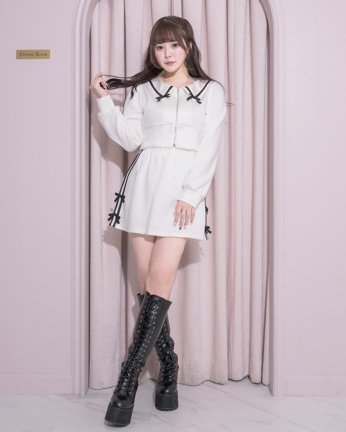 モデル身長:157cm/着用カラー:ホワイト