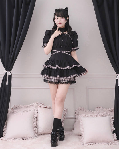 モデル身長：161cm/着用カラー：ブラック×ピンクチェック