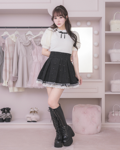 モデル身長：157cm/着用カラー:ホワイト×ブラック