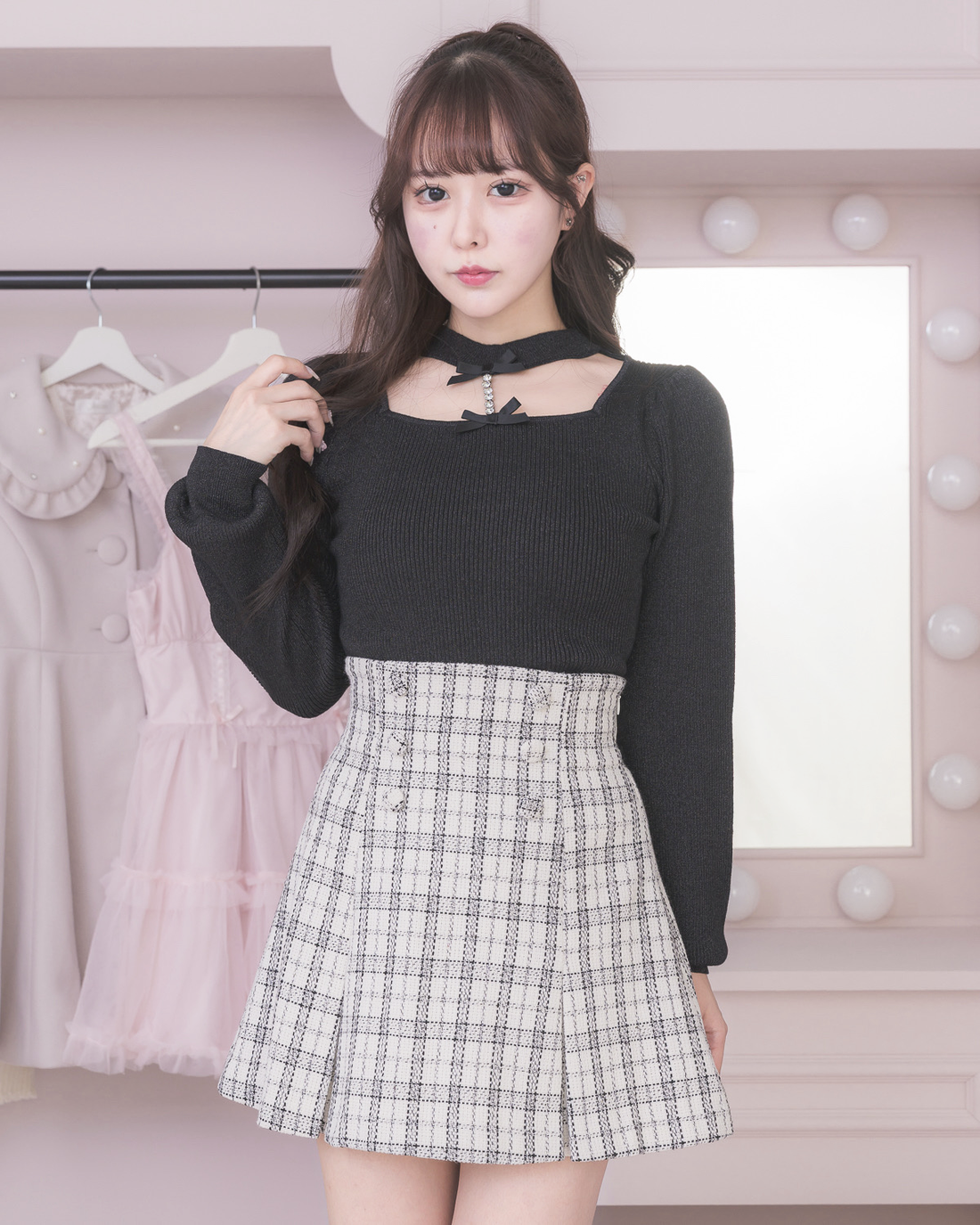 モデル身長：157cm/着用カラー:アイボリー