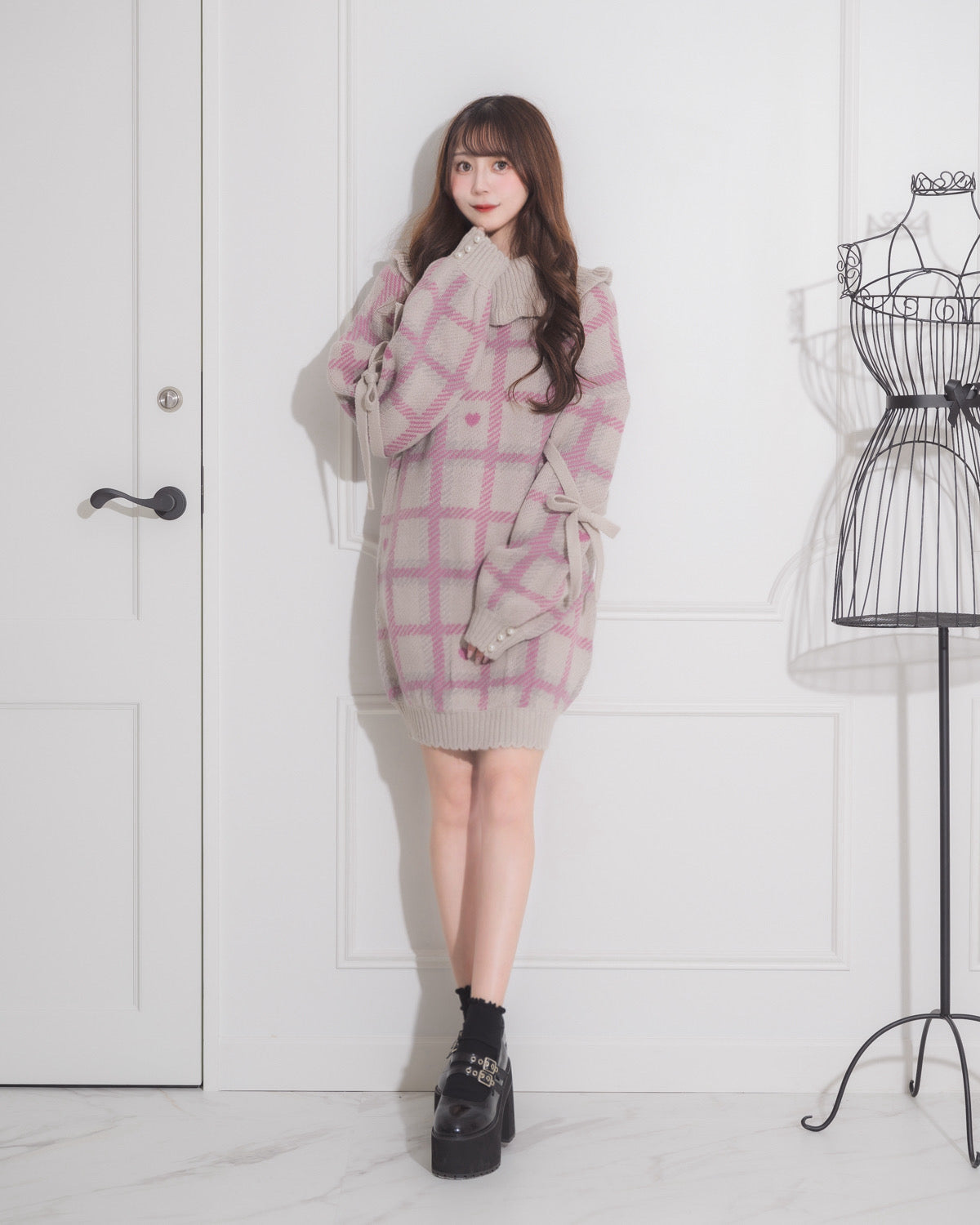 モデル身長:158cm/着用カラー:ピンク