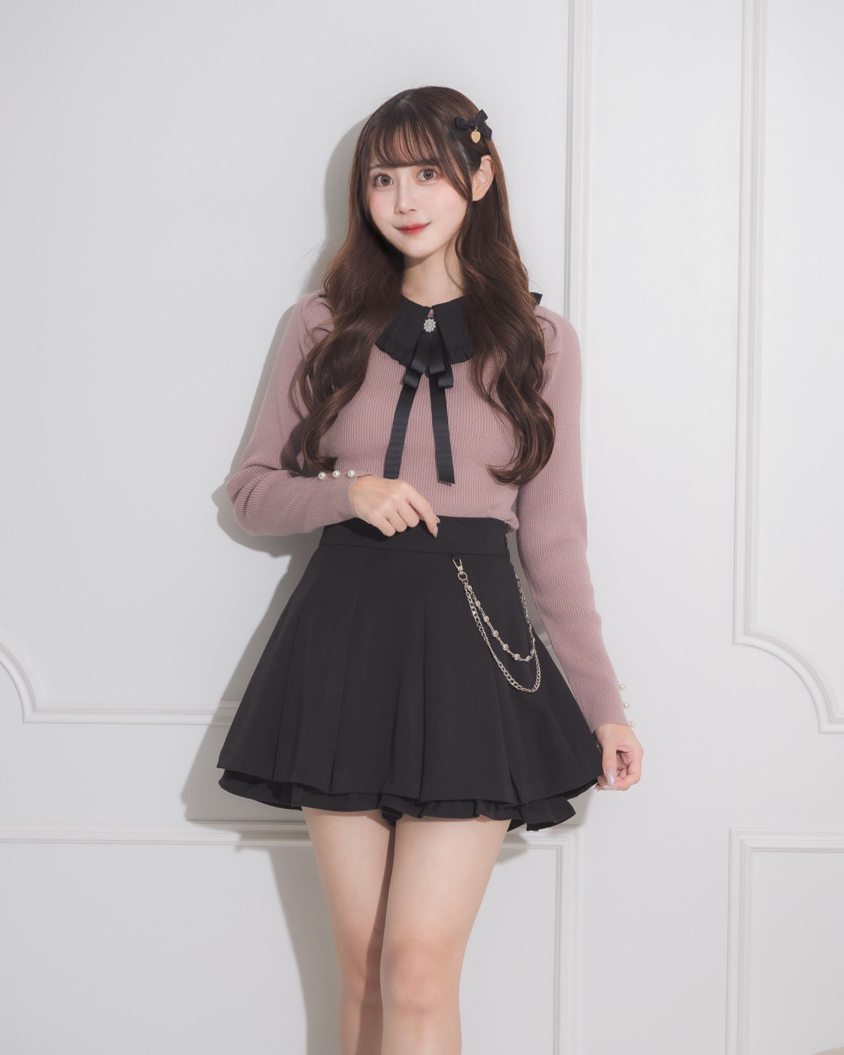 モデル身長:158cm/着用カラー:くすみピンク