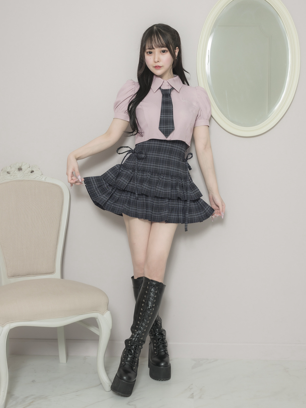 モデル身長:157cm/着用カラー:ピンク