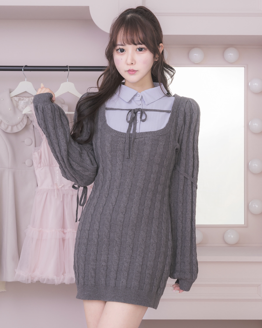 モデル身長：157cm/着用カラー:チャコール