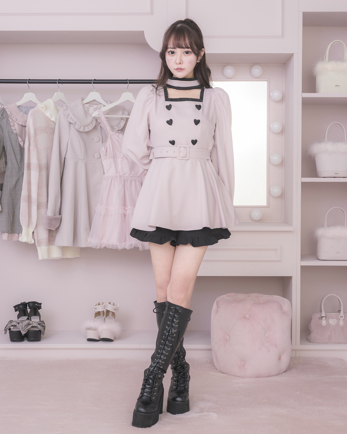 モデル身長：157cm/着用カラー : ピンク