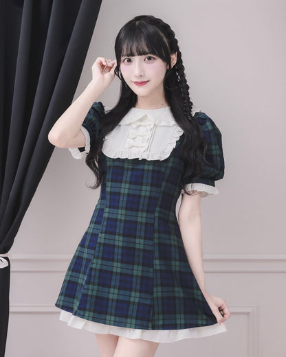 モデル身長：157cm/着用カラー : グリーンチェック
