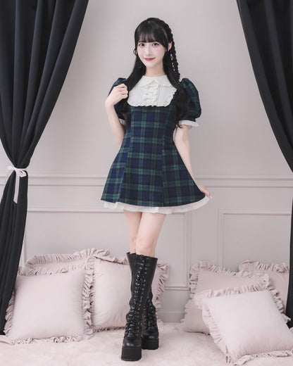 モデル身長：157cm/着用カラー : グリーンチェック