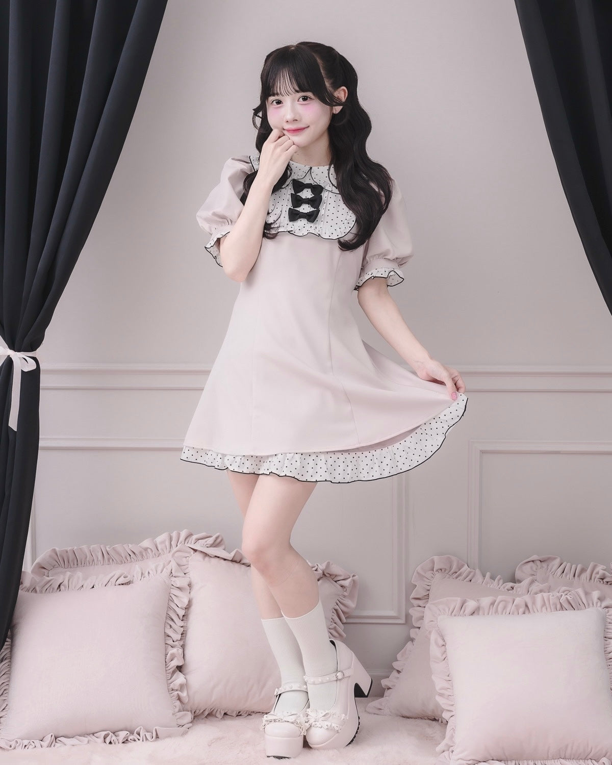 モデル身長：151cm/着用カラー : ピンク