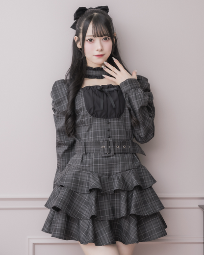 モデル身長：155cm/着用カラー:ブラックチェック