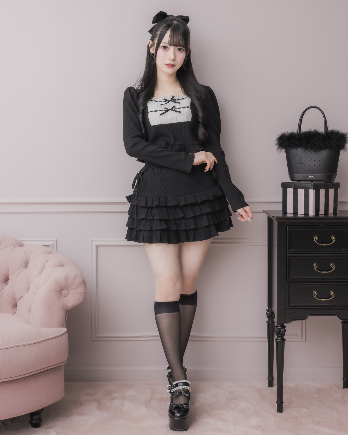 モデル身長:155cm/着用カラー:ブラック