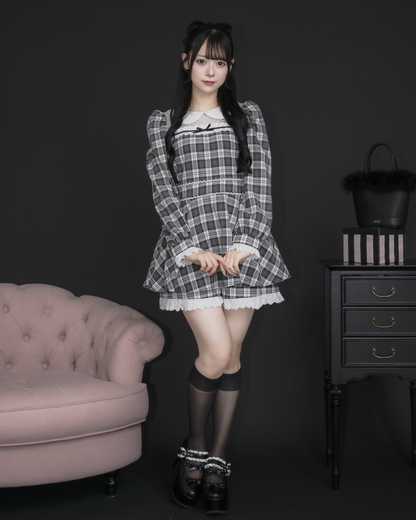 モデル身長：155cm/着用カラー:ホワイトチェック