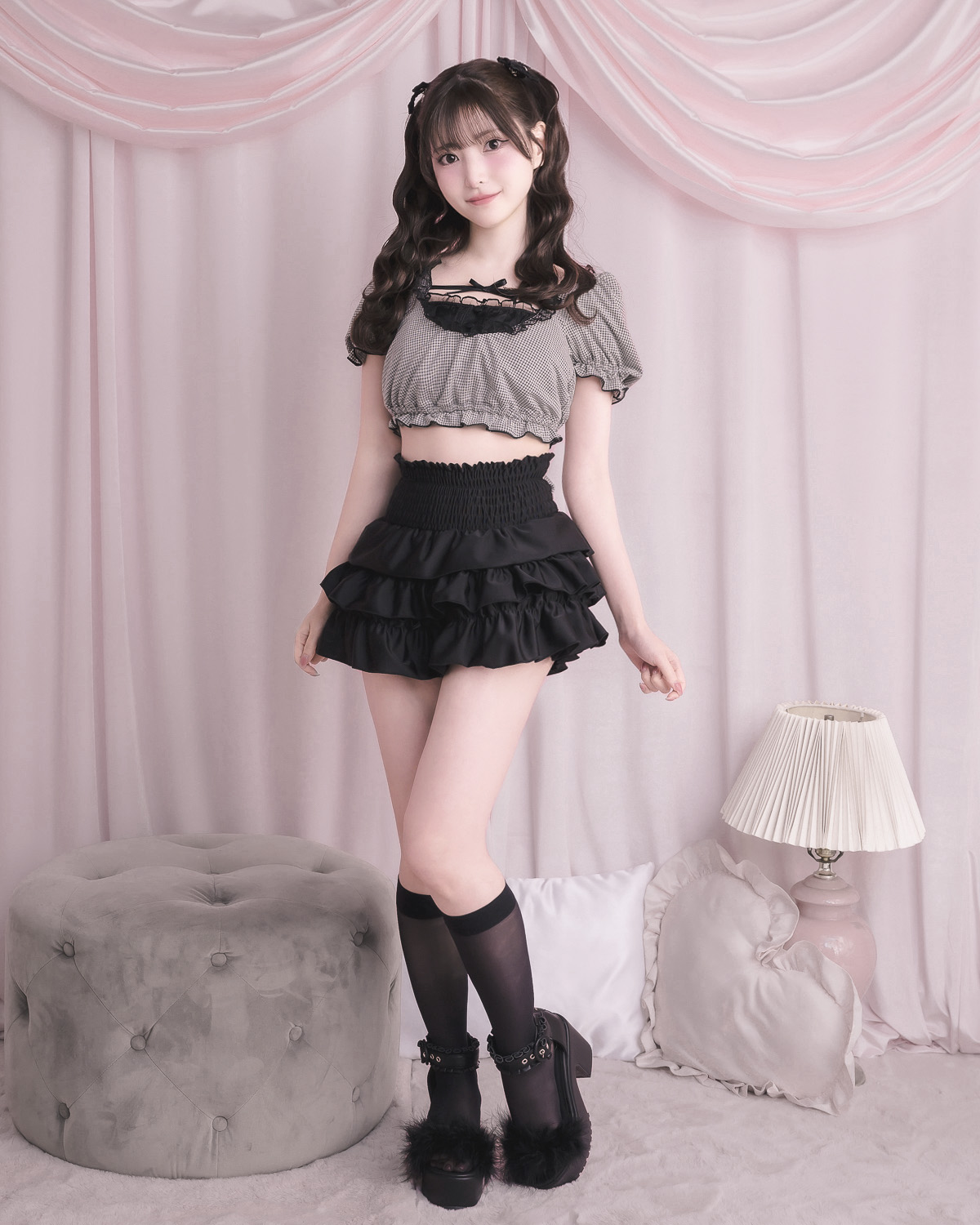 モデル身長:151cm/着用カラー:ギンガム