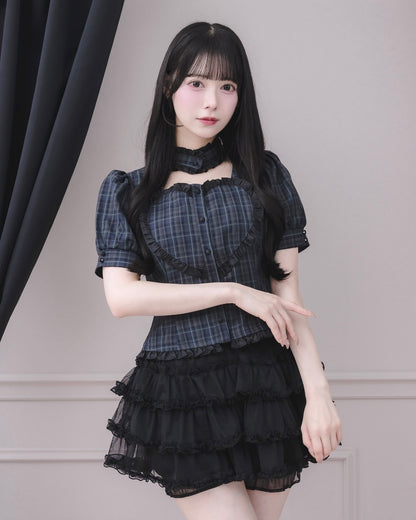 モデル身長：155cm/着用カラー：グリーンチェック
