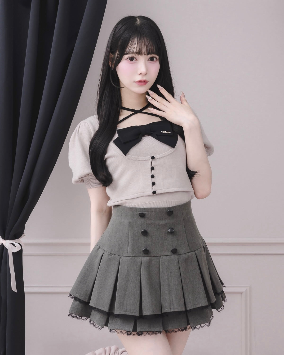 モデル身長：155cm/着用カラー：ベージュ