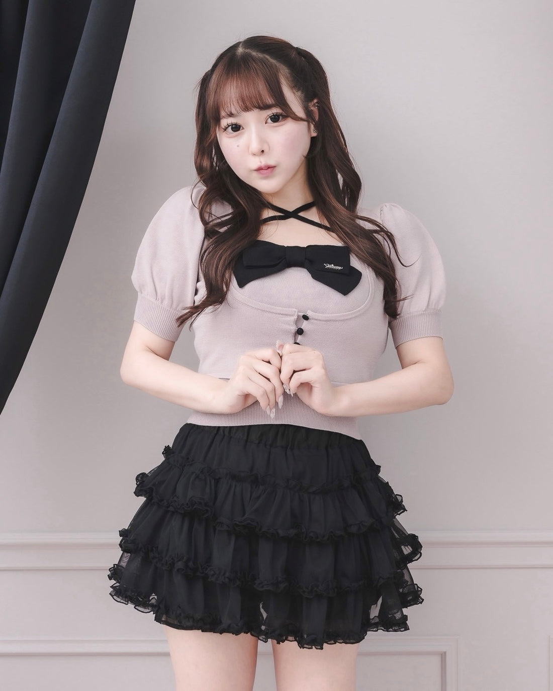 モデル身長：157cm/着用カラー：ブラック