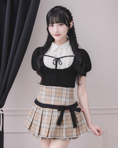 モデル身長：157cm/着用カラー：ブラック×ホワイト
