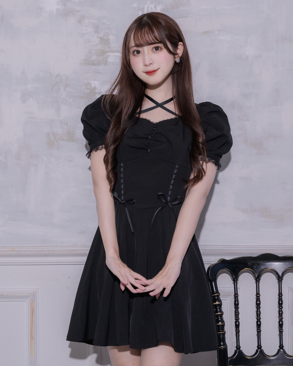 モデル身長:159cm/着用カラー:ブラック