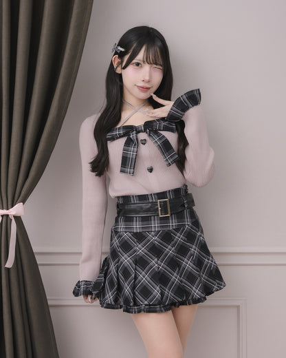 モデル身長：152cm/着用カラー:ブラックチェック