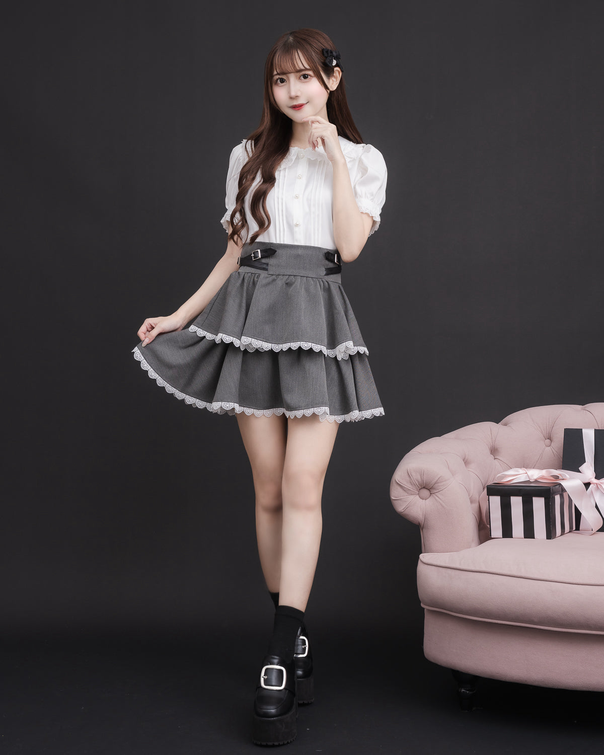 モデル身長:159cm/着用カラー:ホワイト