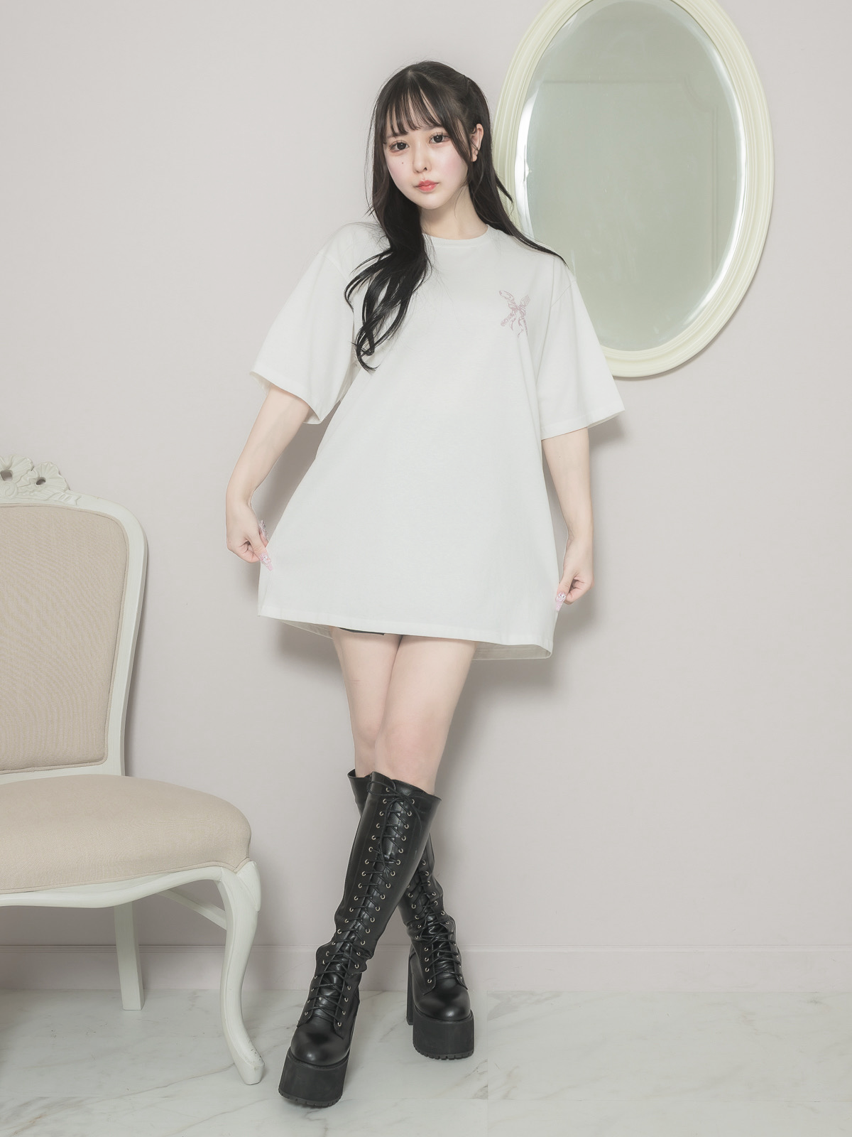 モデル身長:157cm/着用カラー:ホワイト