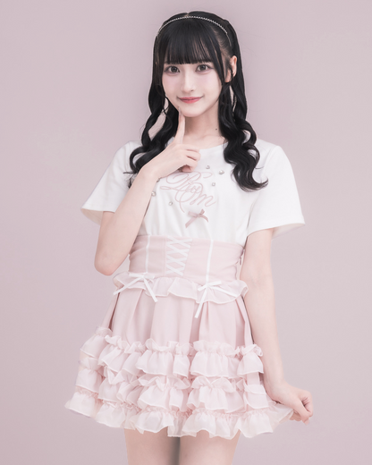 モデル身長：157cm/着用カラー：ホワイト×ピンク