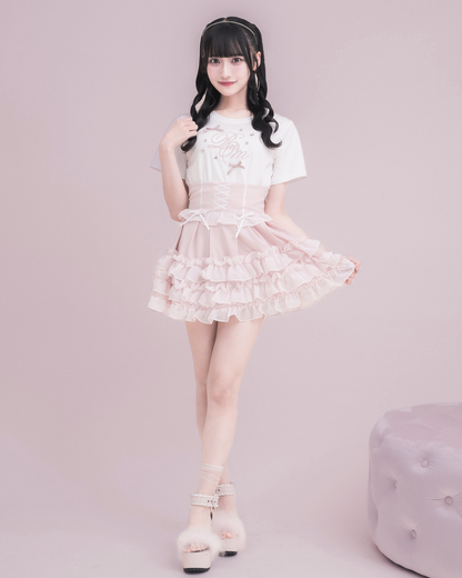 モデル身長：157cm/着用カラー：ホワイト×ピンク