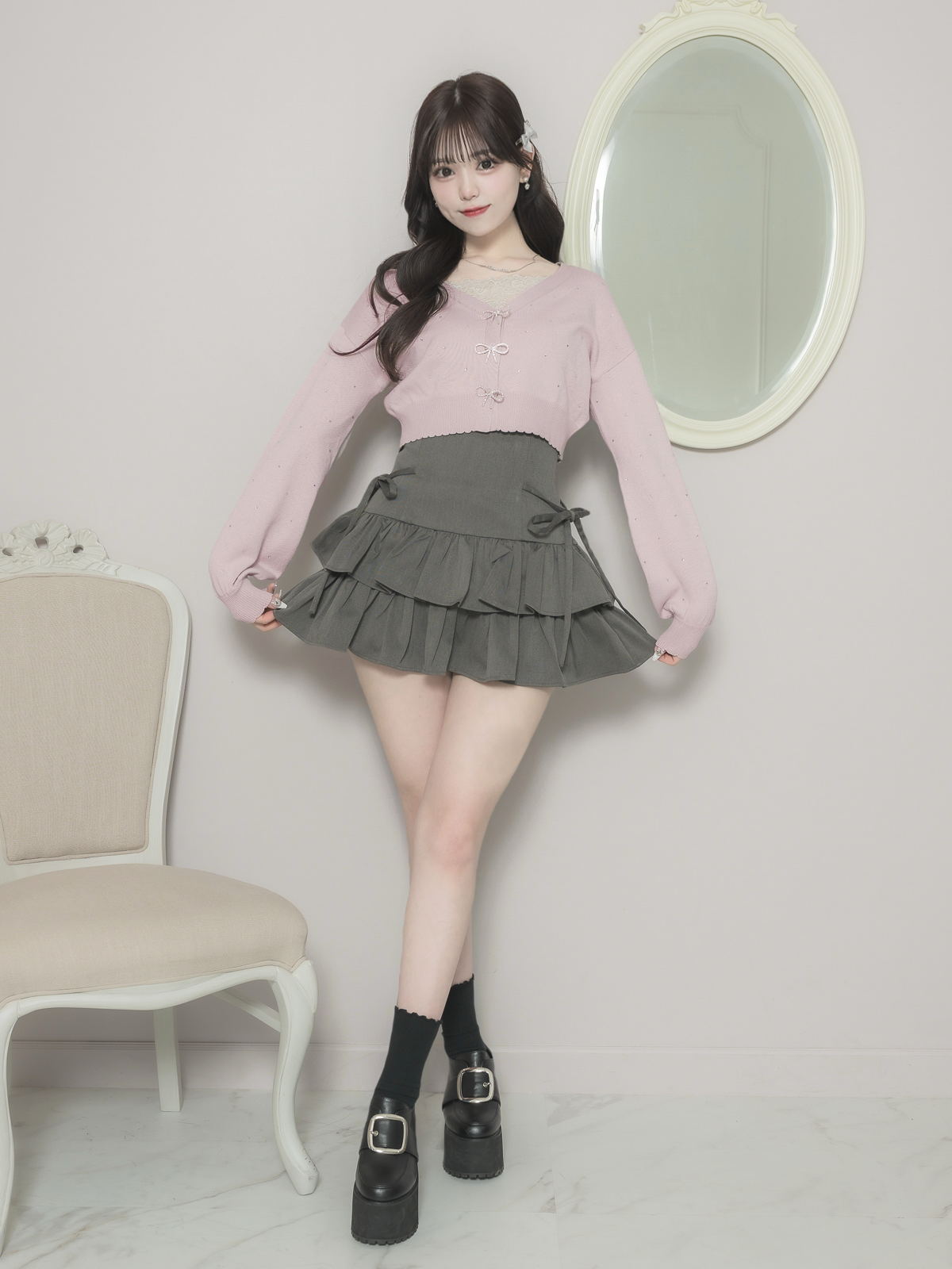 モデル身長:163cm/着用カラー:ピンク