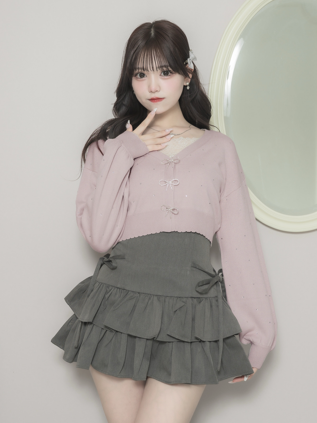 モデル身長：163cm/着用カラー:ピンク