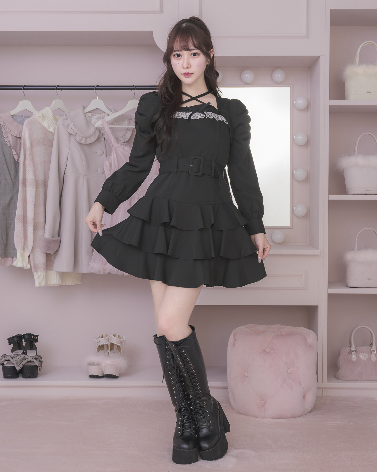 モデル身長：157cm/着用カラー : ブラック