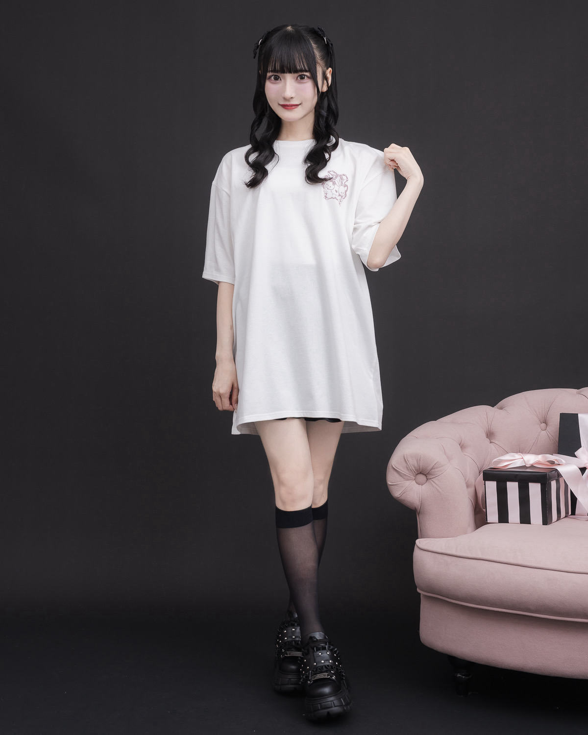 レースアップリボンオーバーサイズ半袖Tシャツ – pium