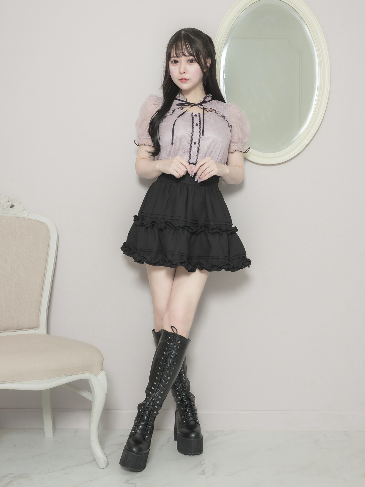 モデル身長:157cm/着用カラー:ピンク