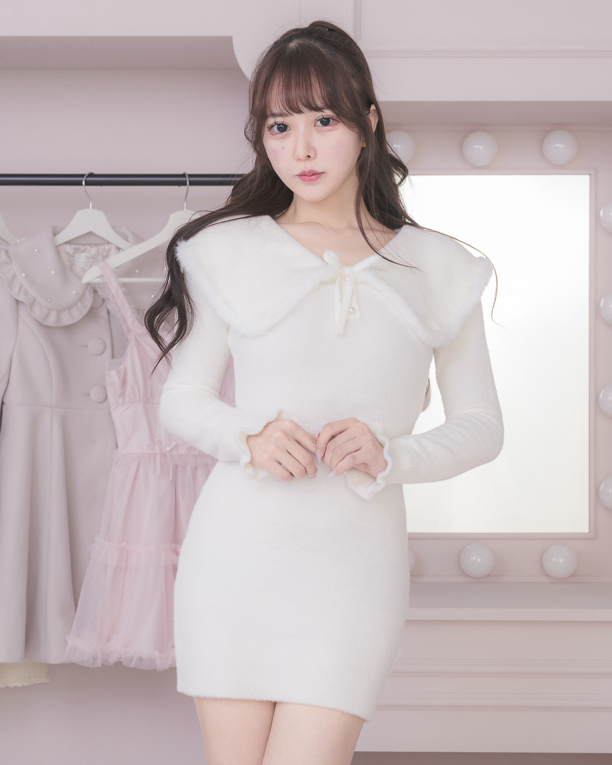 モデル身長:157cm/着用カラー:ホワイト