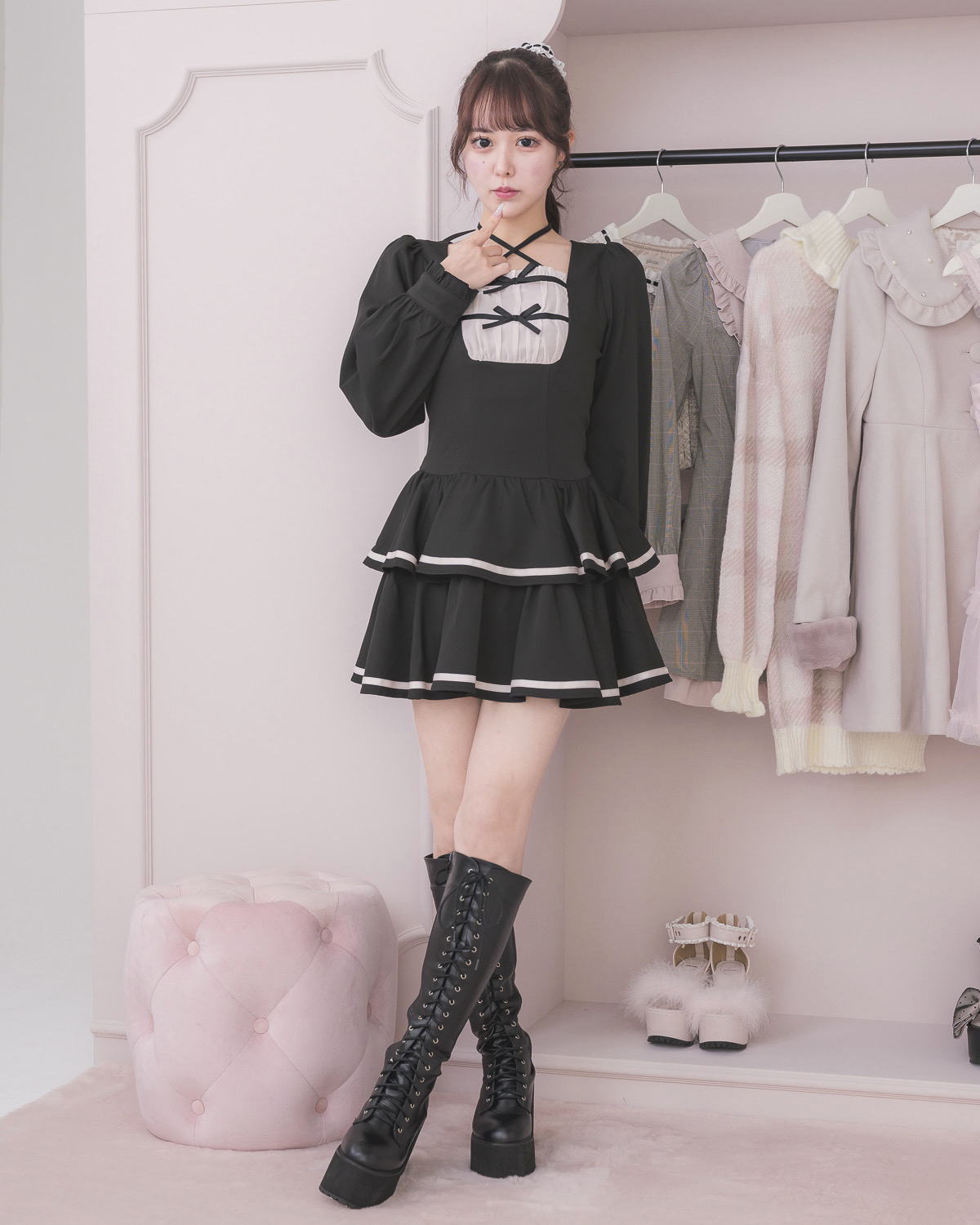 モデル身長:157cm/着用カラー:ブラック