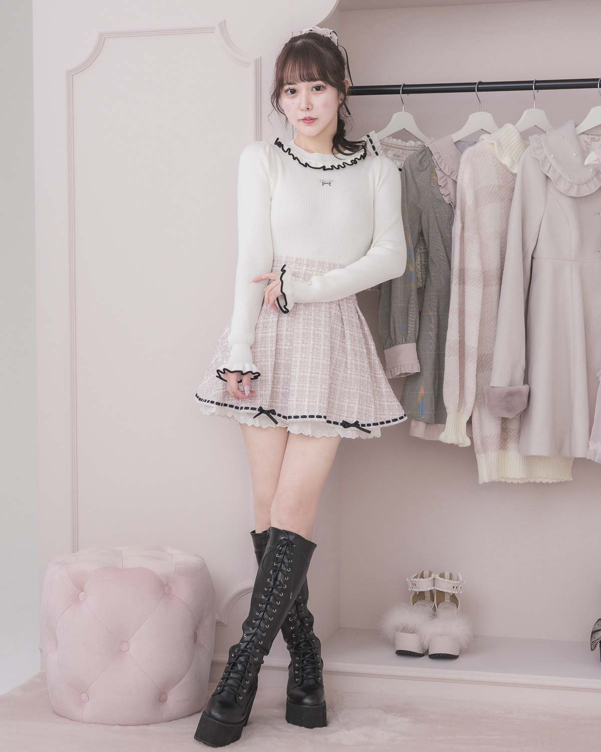 モデル身長:157cm/着用カラー:ピンク