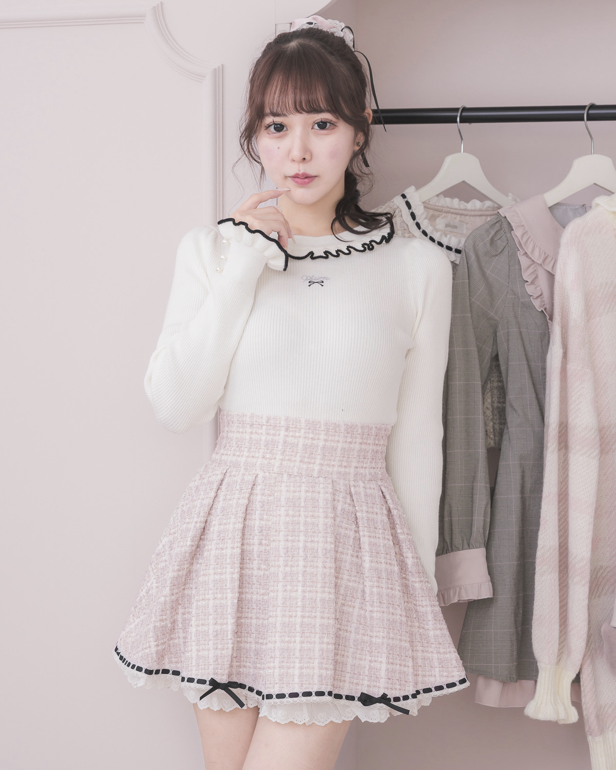 モデル身長:157cm/着用カラー:ピンク