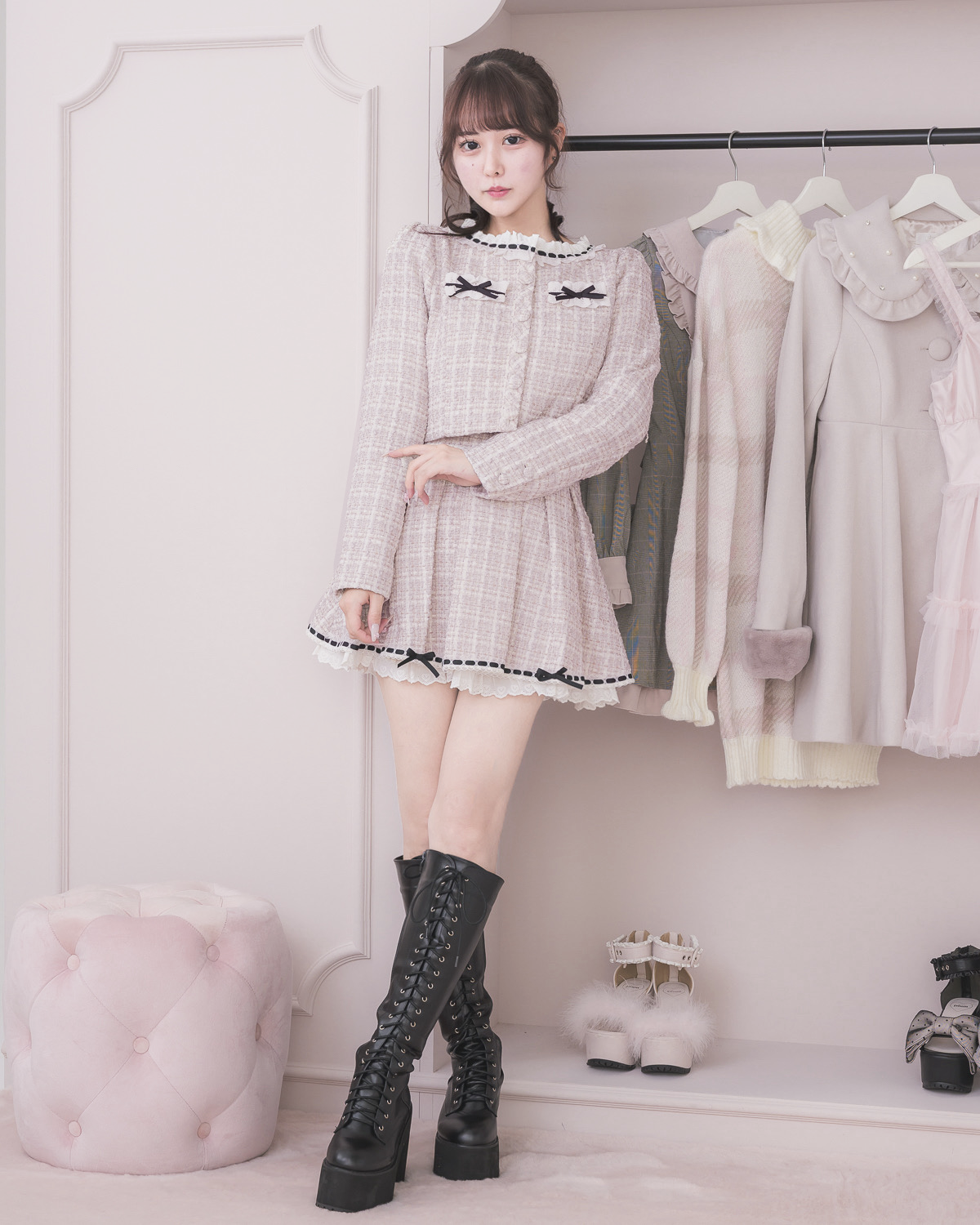 モデル身長:157cm/着用カラー:ピンク