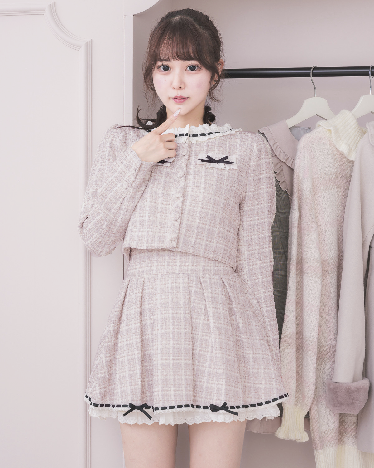 モデル身長:157cm/着用カラー:ピンク