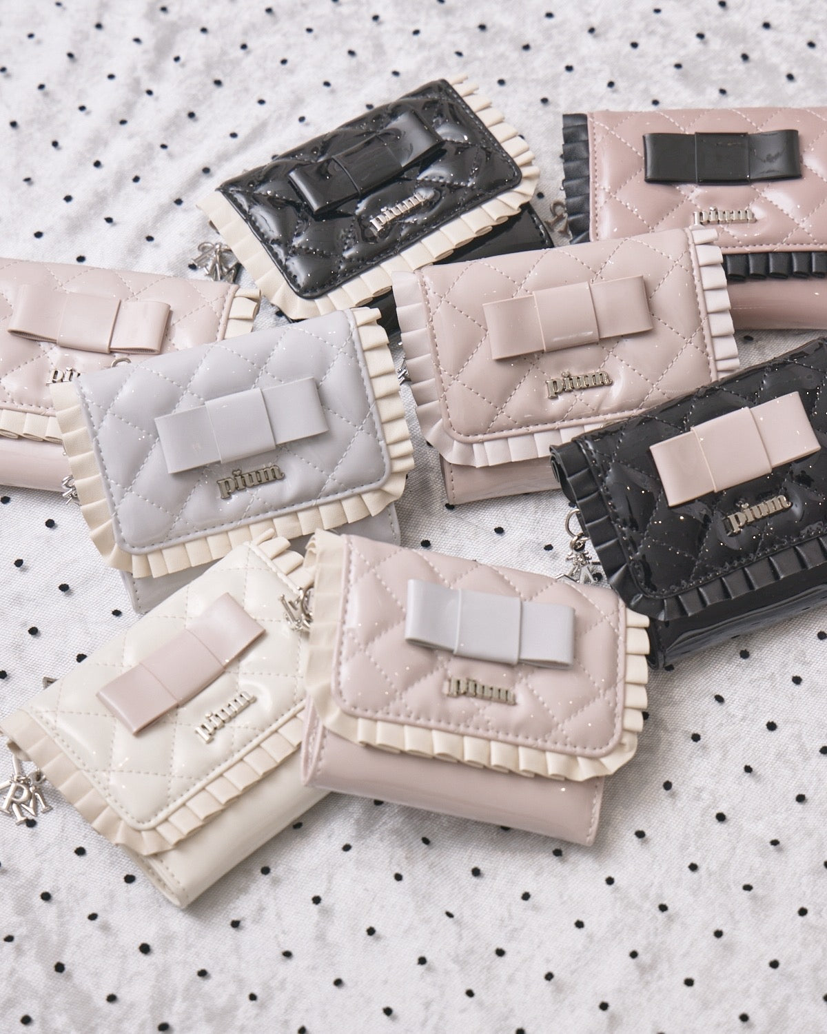 エナメルリボンキルティングミニウォレット