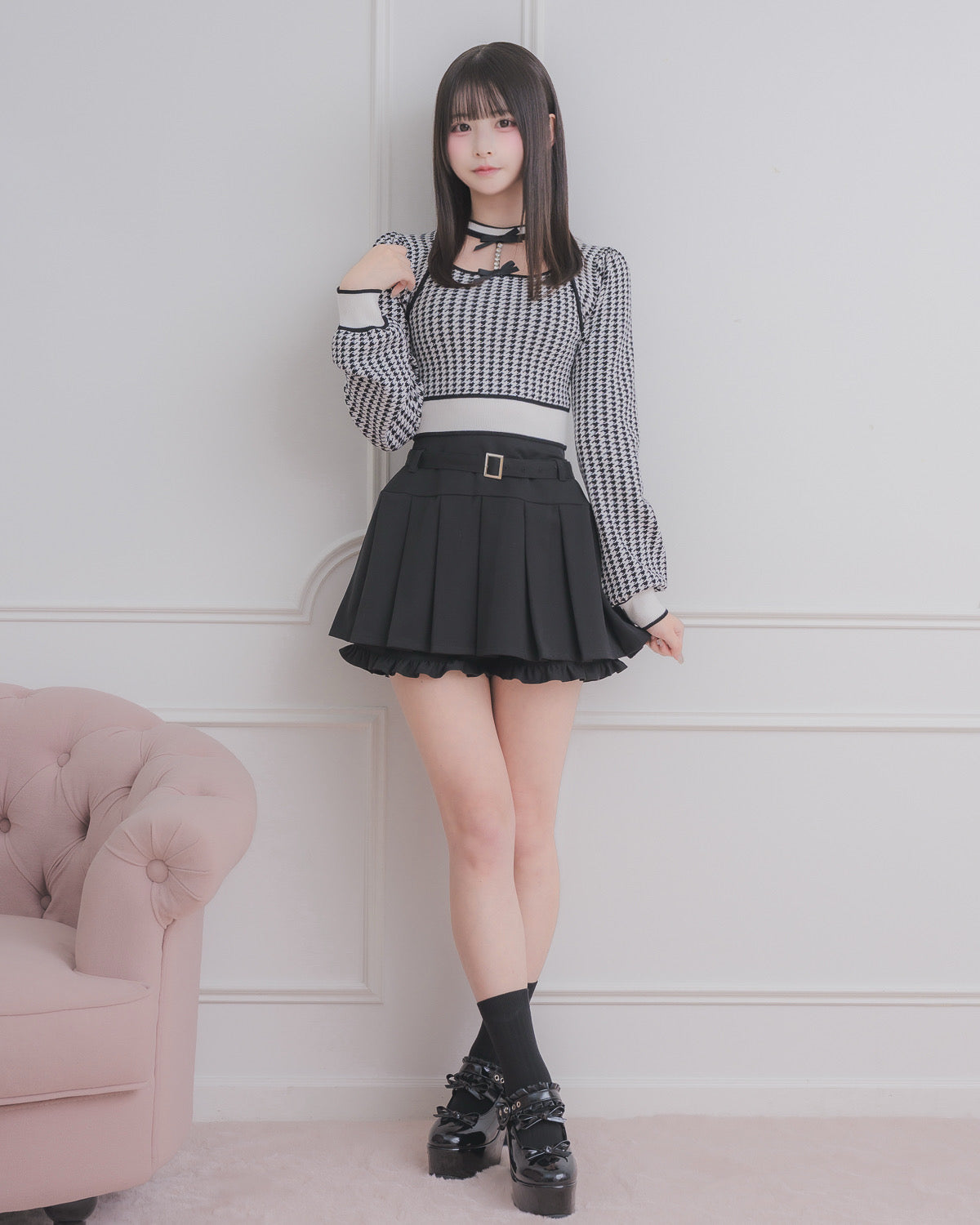 ハイウエストベルトプリーツスカパン – pium