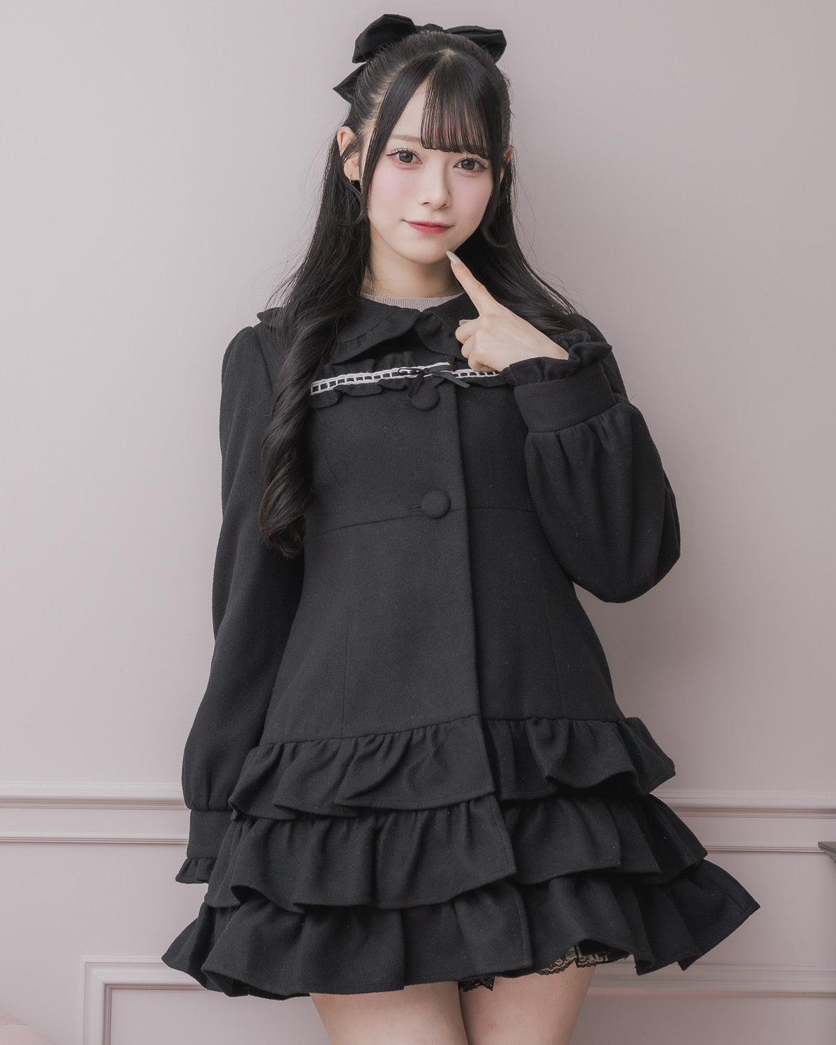 モデル身長:155cm/着用カラー:ブラック