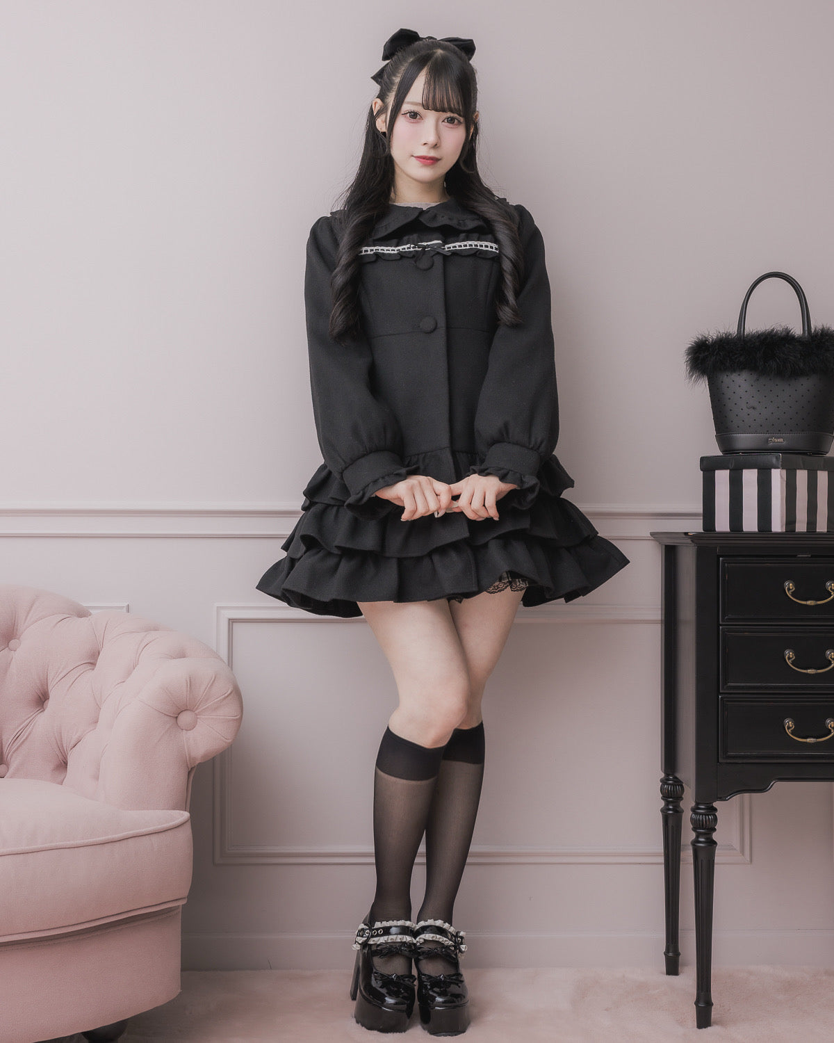 モデル身長：155cm/着用カラー：ブラック